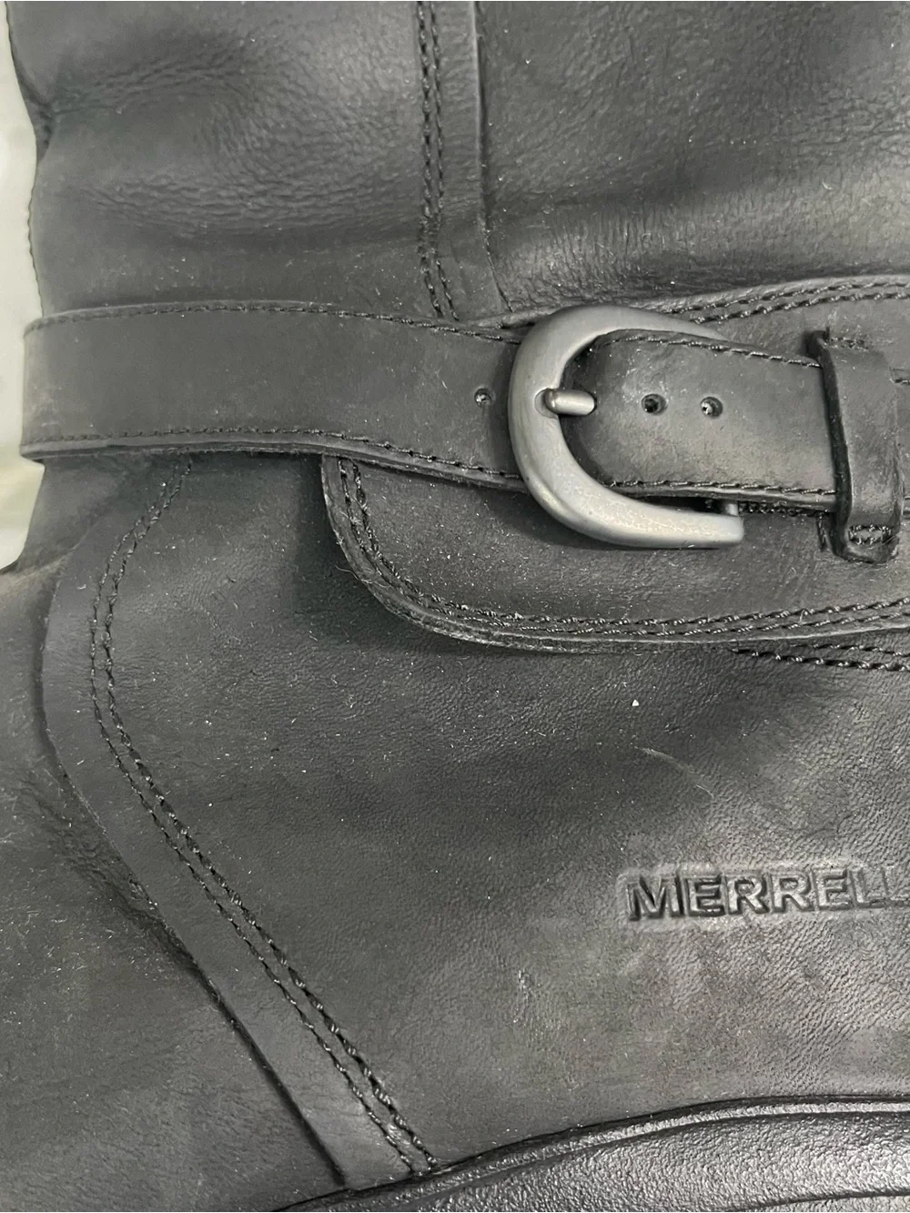 Merrell Captiva Buckle Waterproof Tall Boots Black Leather Women's Sz 10 J69114